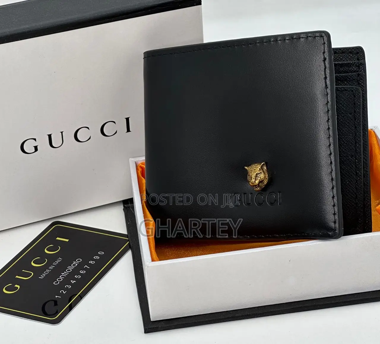 Gucci High Quality Soft Leather Mens Wallet- Coffee Black
