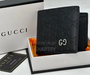 Gucci High Quality Soft Leather Mens Wallet- Coffee Black