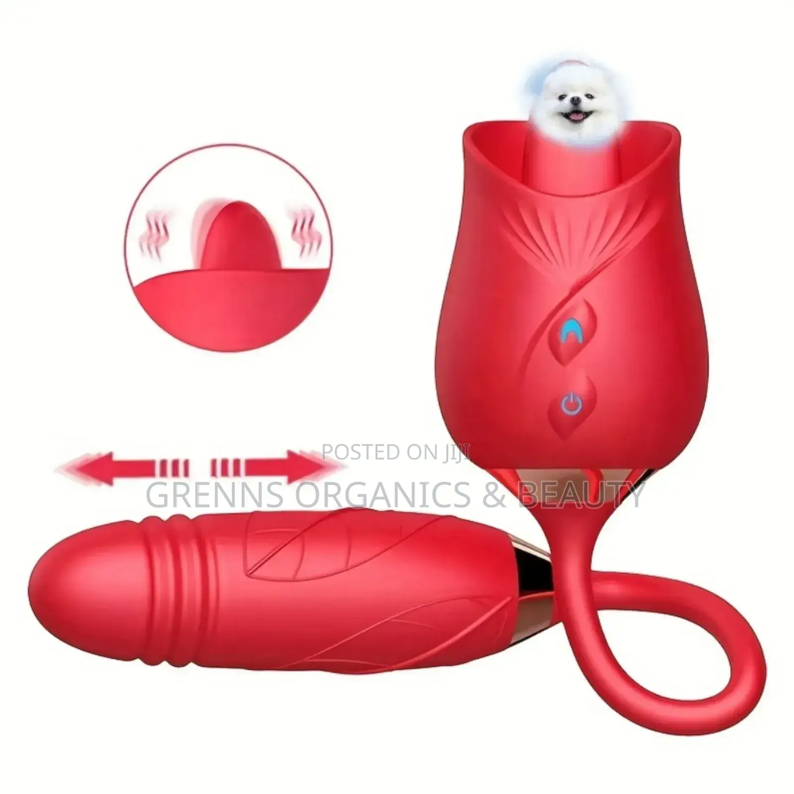 Rose Licking and Thrusting Vibrator 3in1 Telescopic
