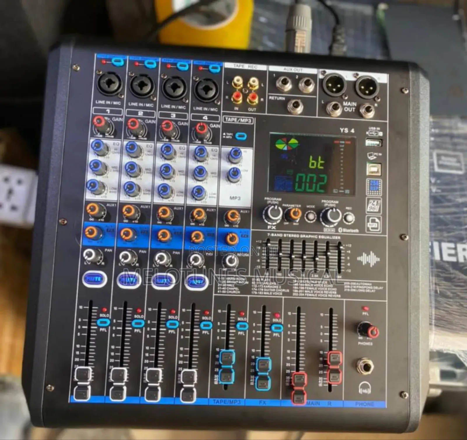 4-Channel Power Mixer Console and Aux Paths