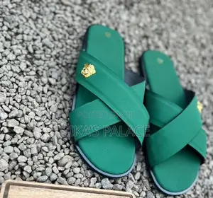 Green Leather Versace Crocs Slippers