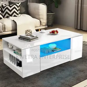 LED Center Table Wooden - White
