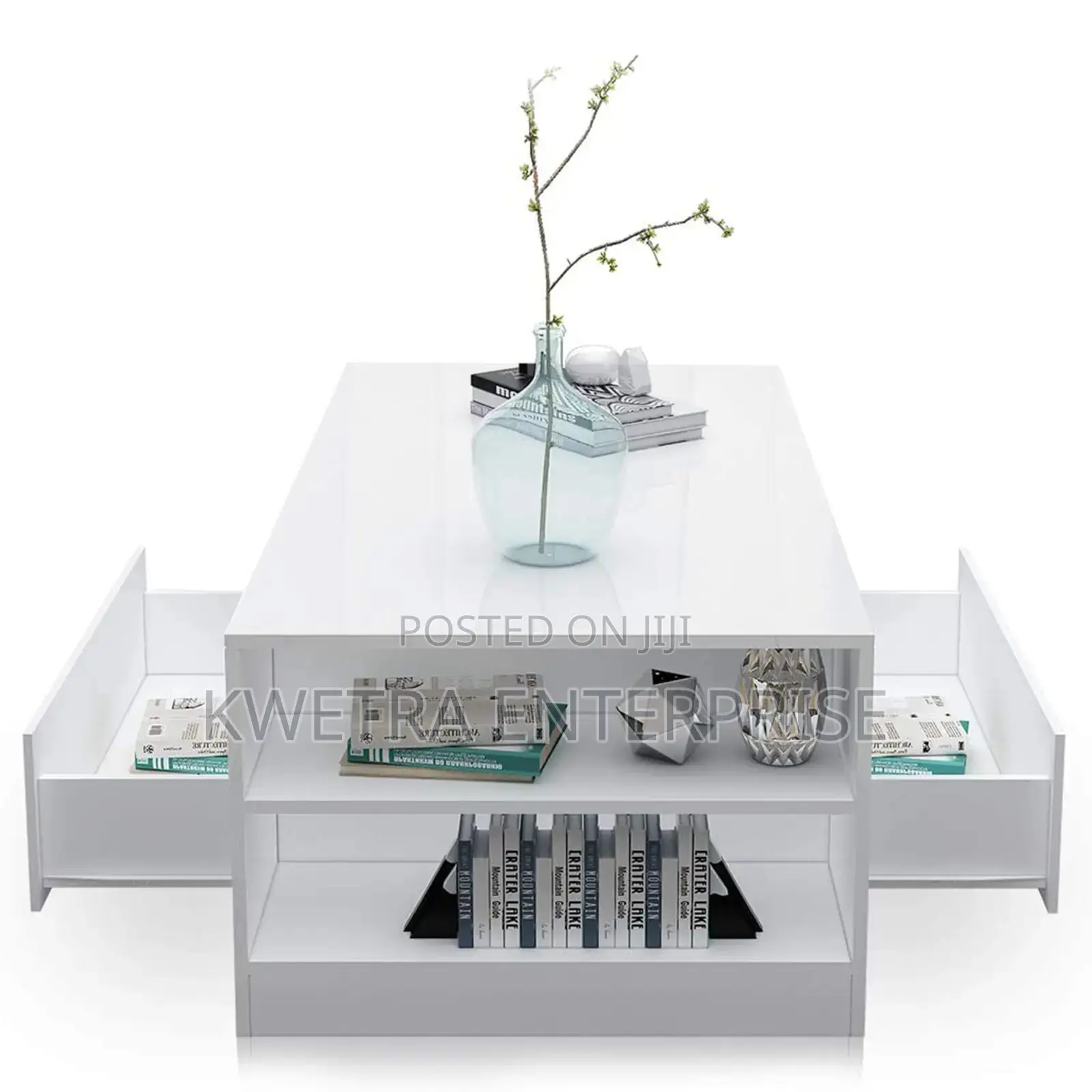LED Center Table Wooden - White