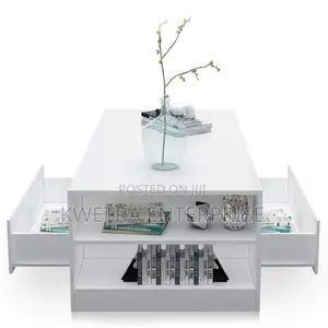 LED Center Table Wooden - White