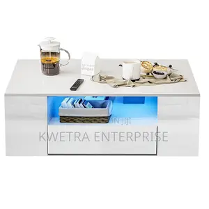 LED Center Table Wooden - White