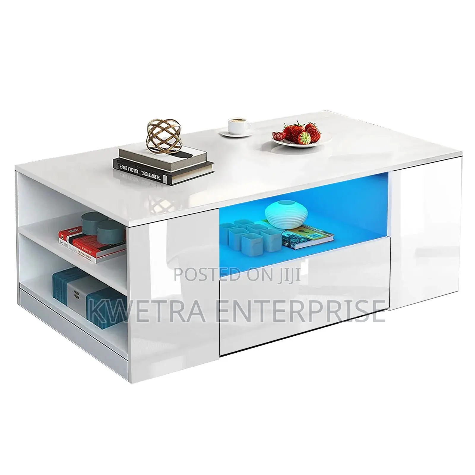 LED Center Table Wooden - White