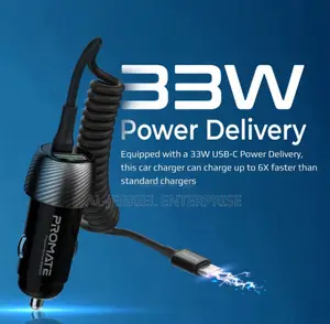 Promate Powerdrive-33pdc QC Car Charger With USB-C Cable