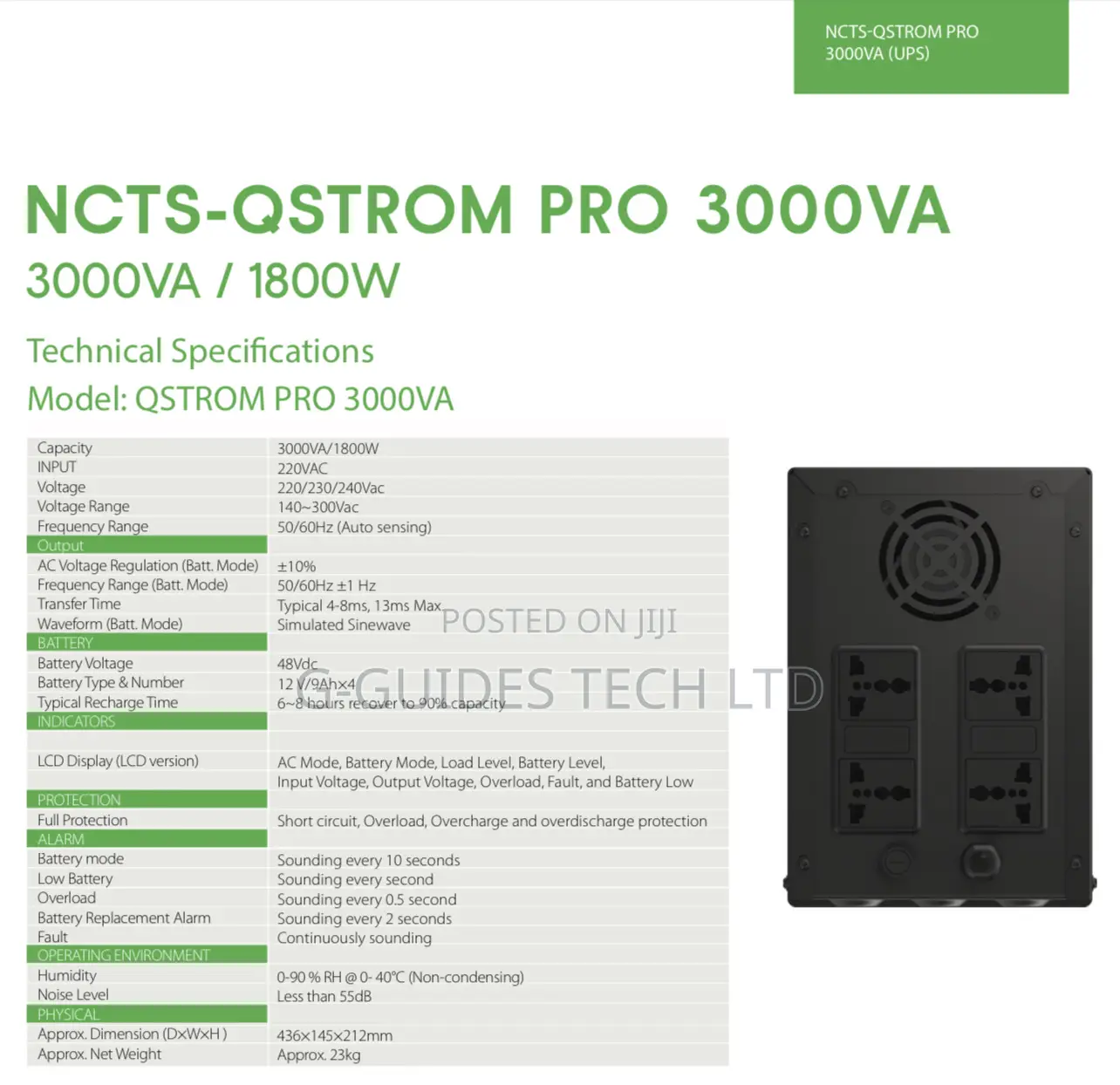 3000va NCTS Ups, NCTS 3kva Pro Line Interactive Ups 1800w