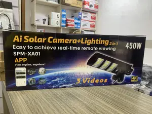 Ai 4g Solar Camera 3 Lens With 450w Street Light 2 in 1