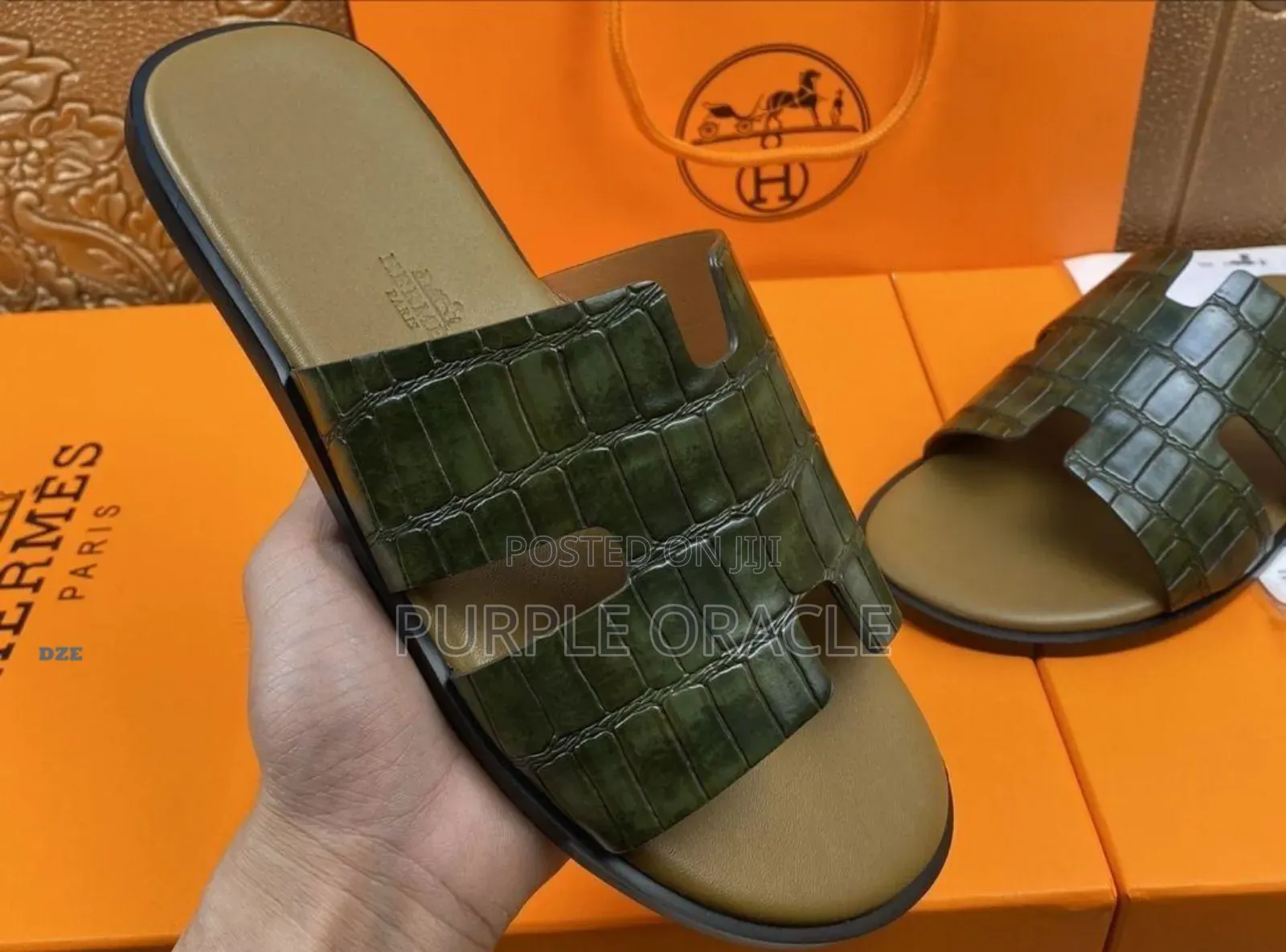 Hermes Luxe Leather Slides For Gentlemen