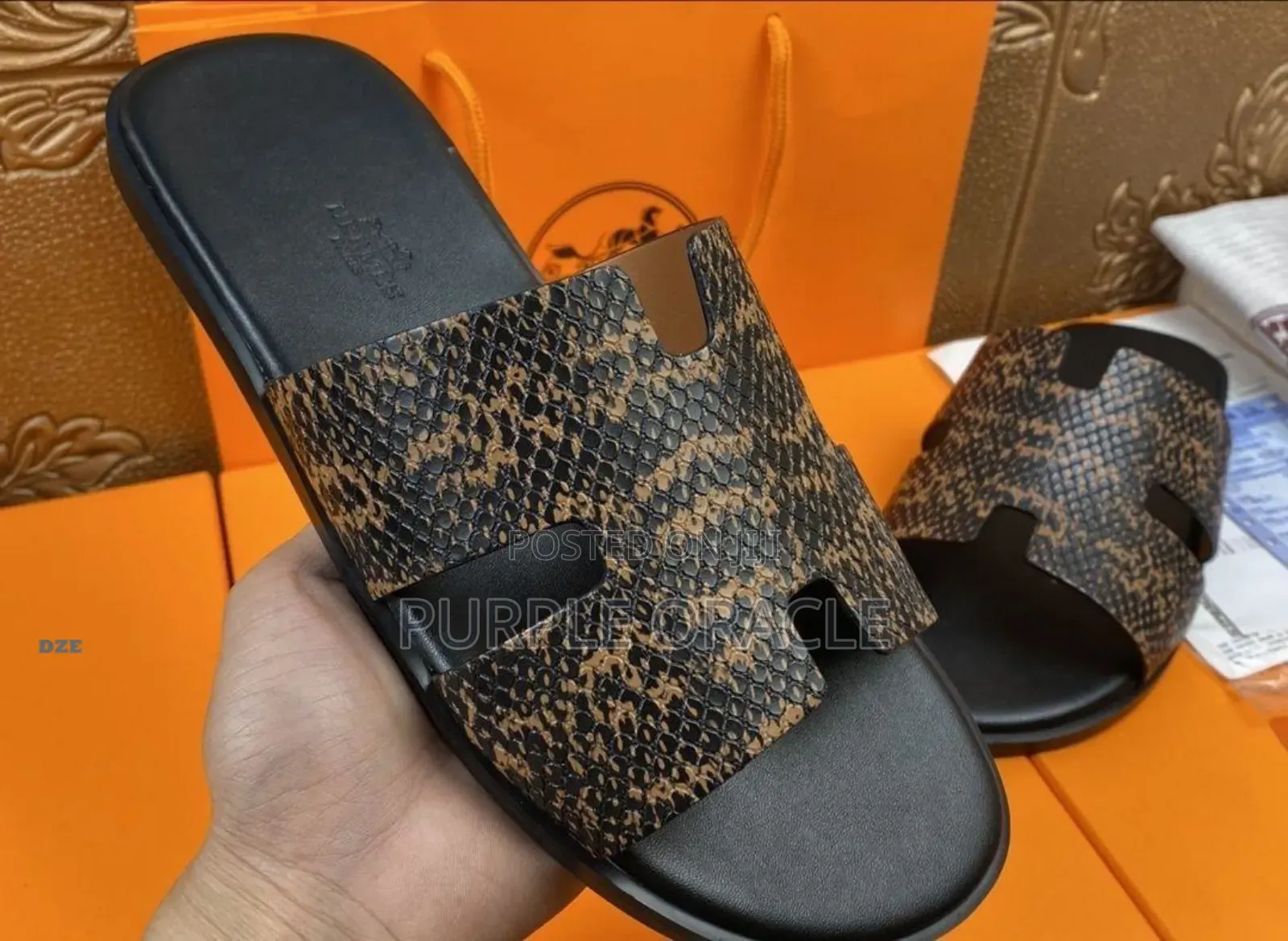 Hermes Luxe Leather Slides For Gentlemen