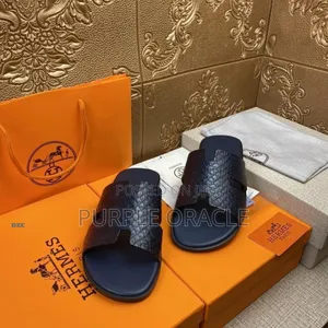 Hermes Luxe Leather Slides For Gentlemen