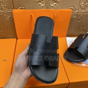 Hermes Luxe Leather Slides For Gentlemen