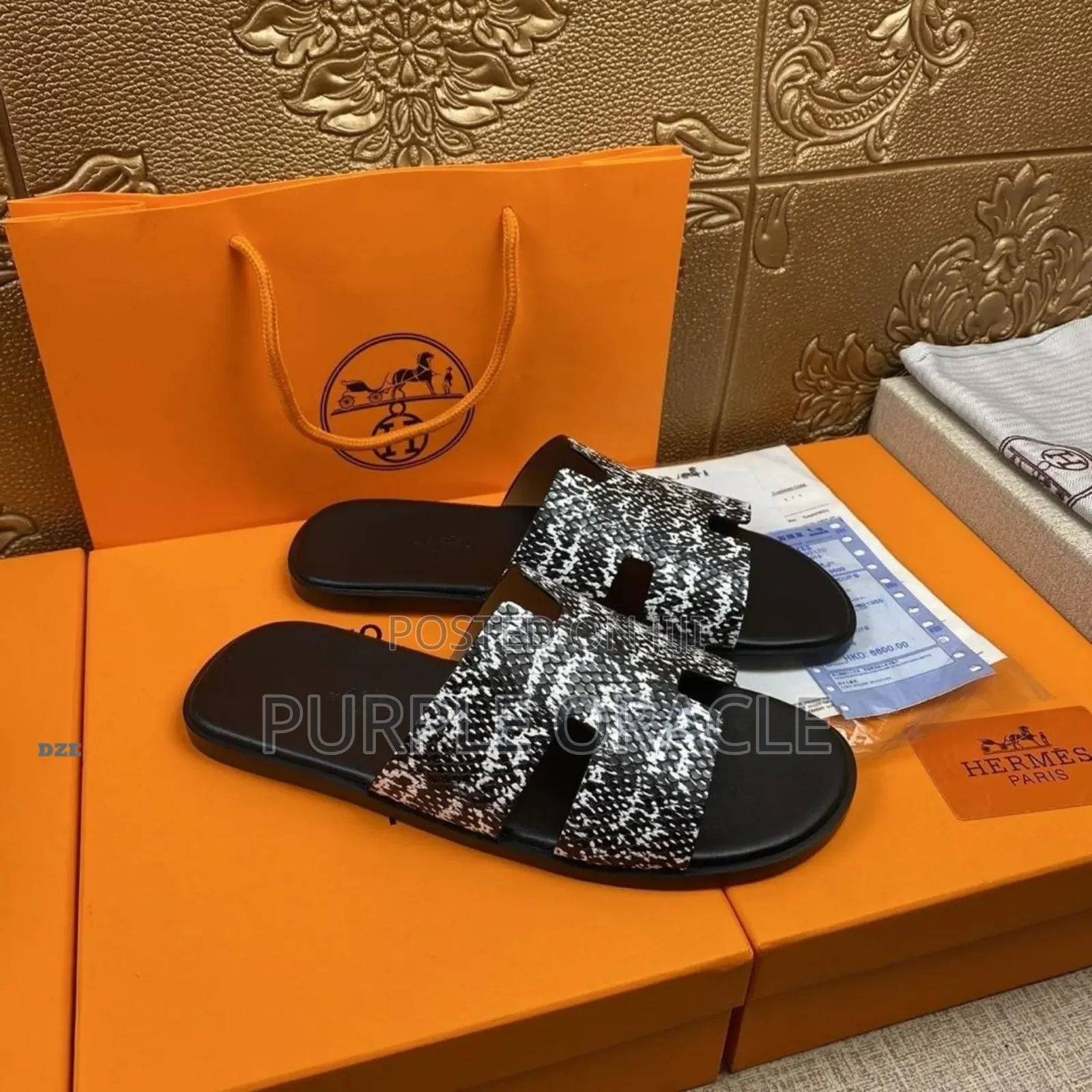 Hermes Luxe Leather Slides For Gentlemen