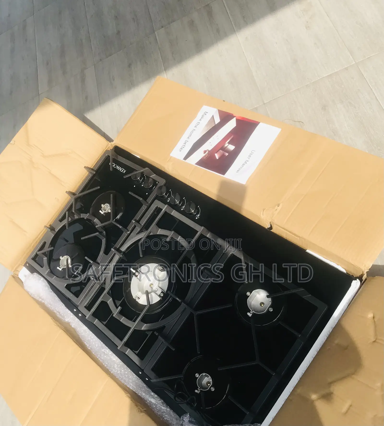 Durable 90cm 5 Gas Hobs Black Kenwood