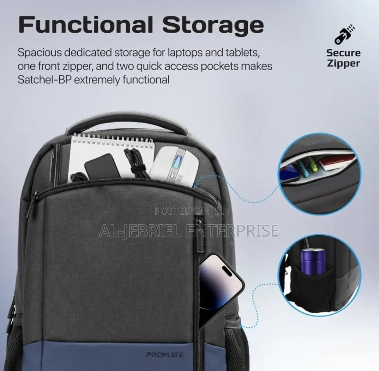 Sleek Comfort Design Promate 15.6” Bag With Compartment
