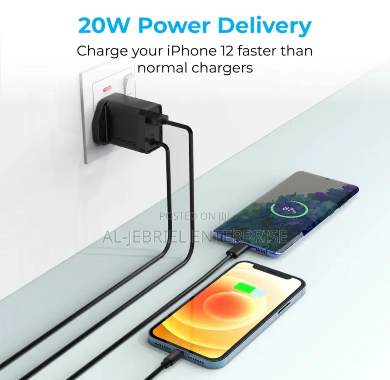 Promate ICHARGE-PDQC3 20W Ultra-Fast Charging Wall Charger