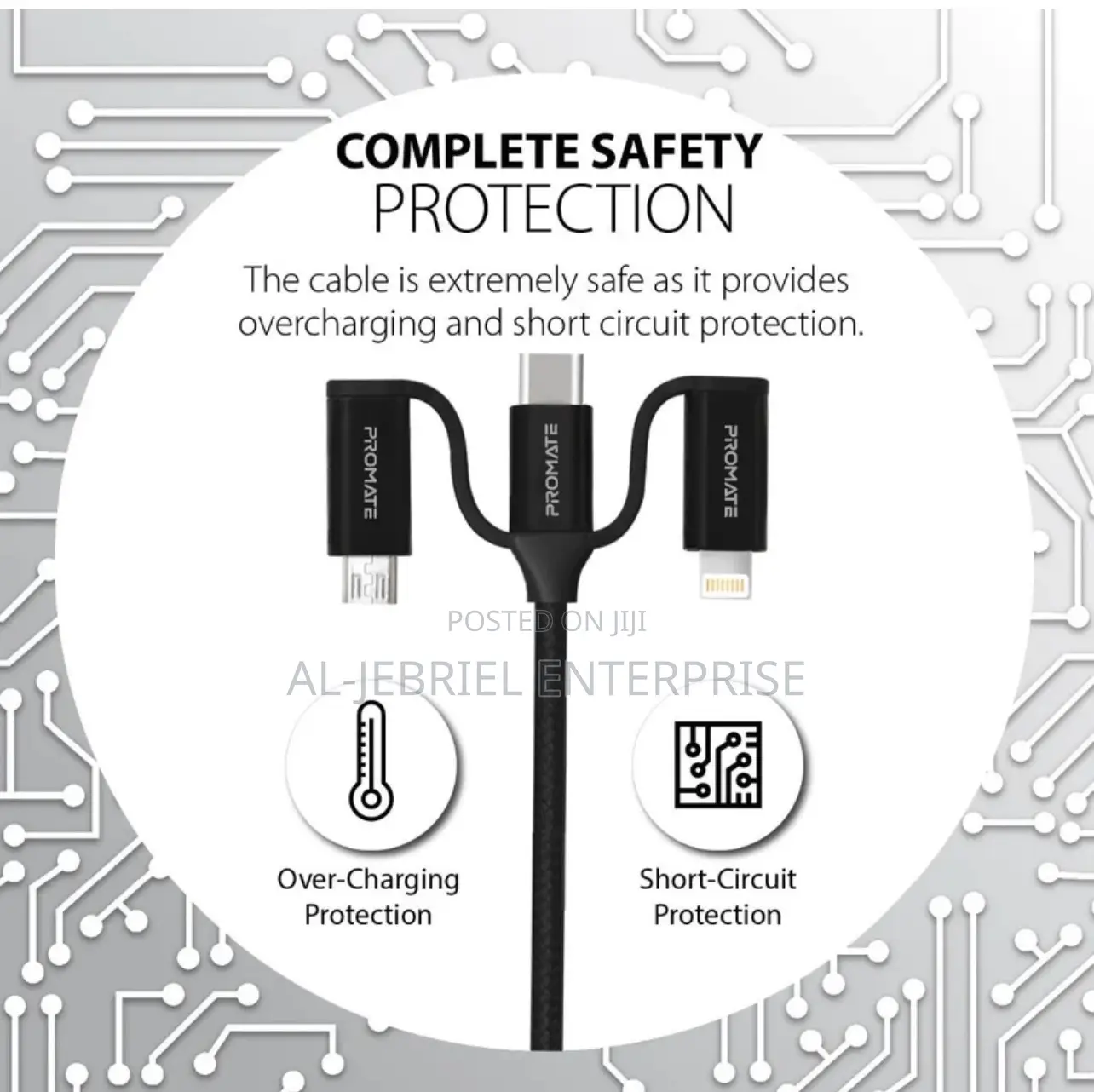 Promate 60w PD 6- In1 Hybrid Multi-Connector Cable