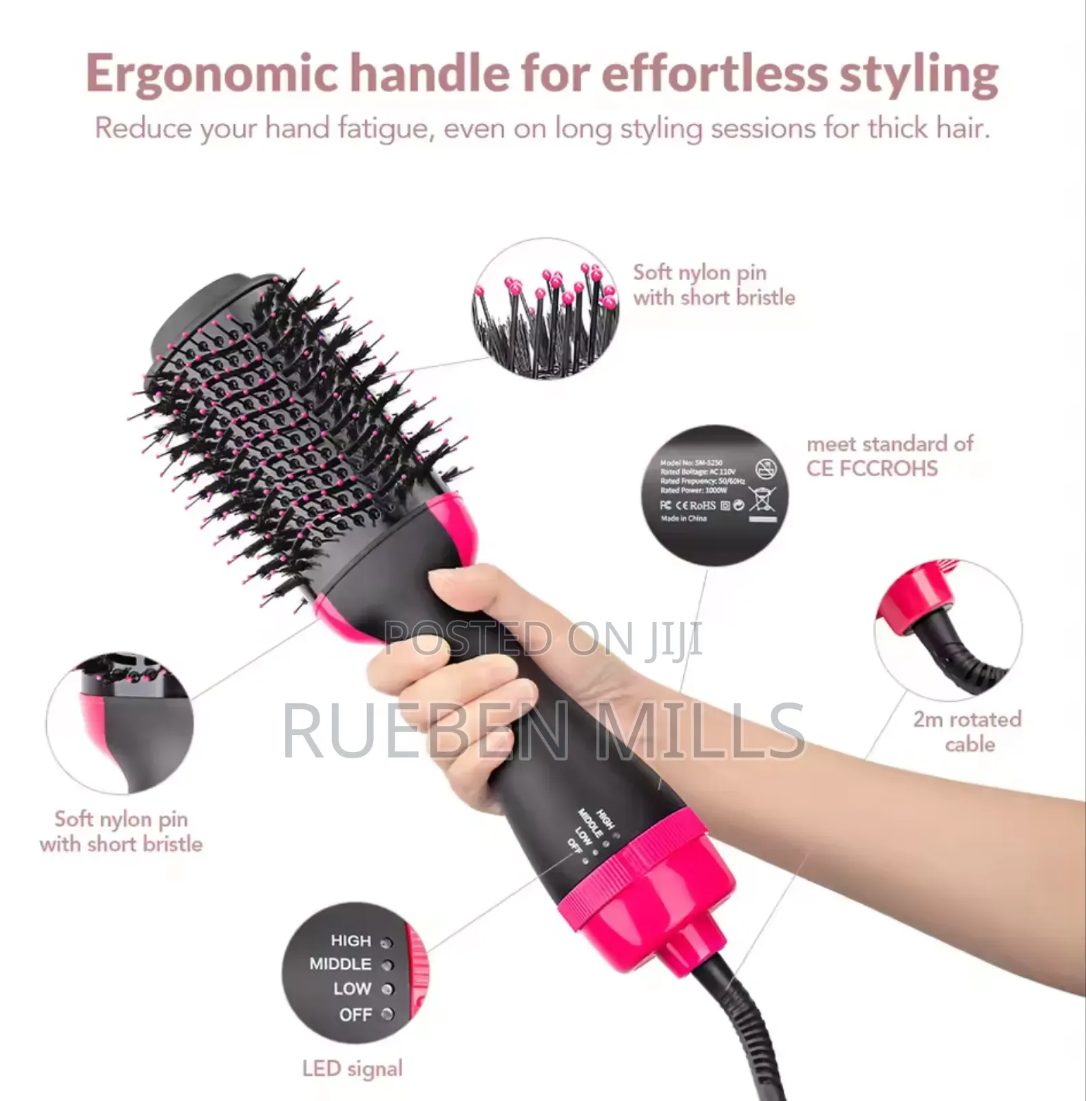 3 in One Hair Dryer Straightener Volumizer Hot Air Brush