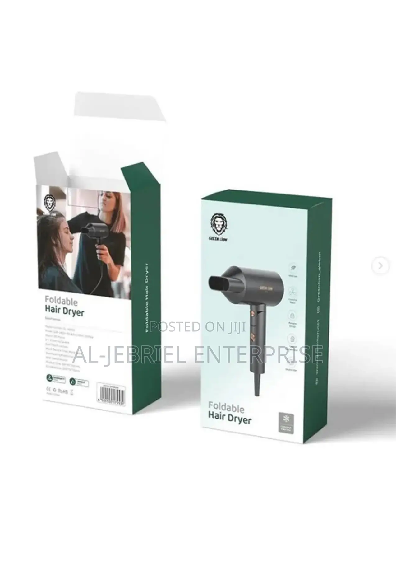 Green Lion Foldable Hand Hair Dryer 2000W Black