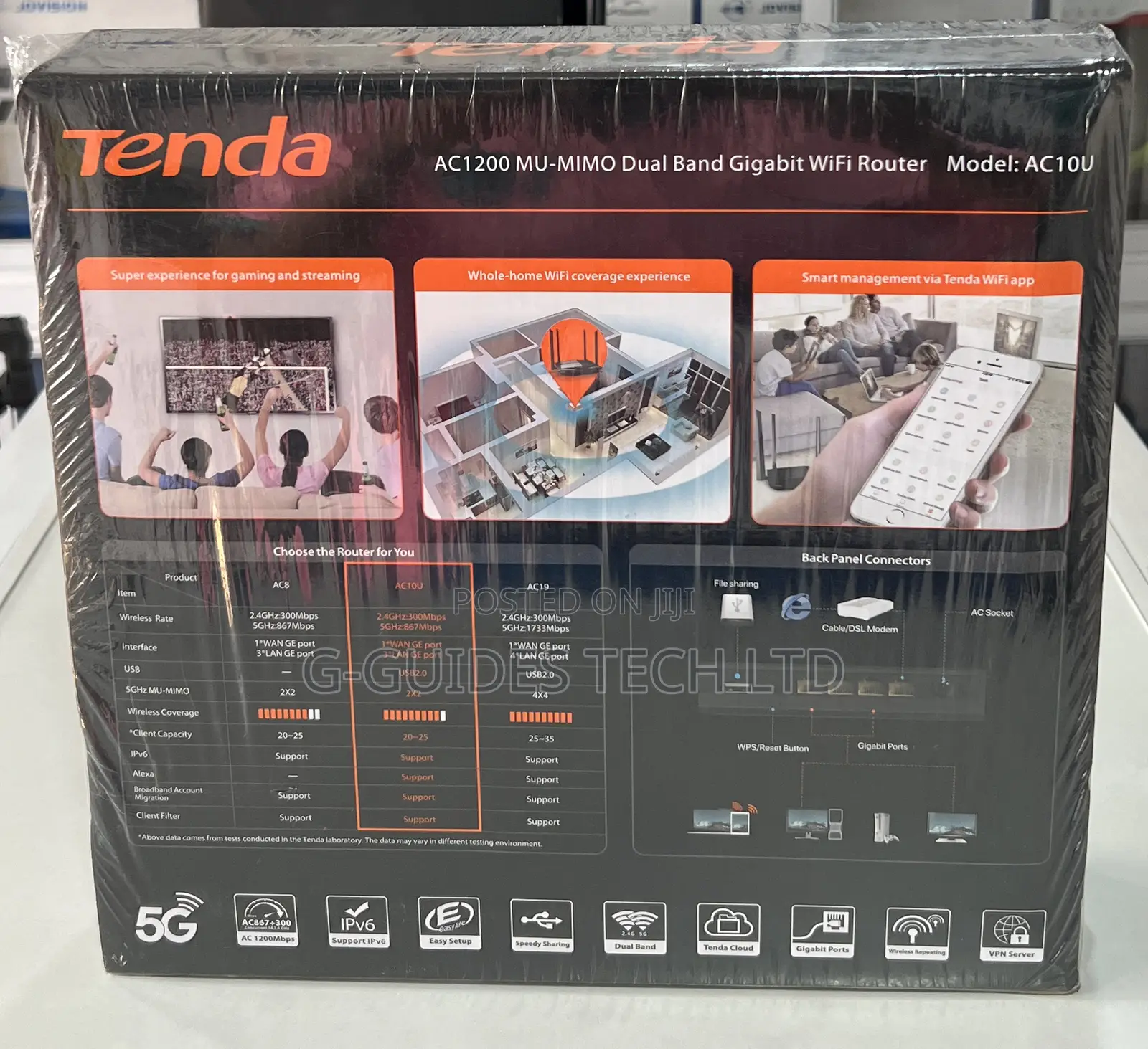 Tenda AC1200 MU-MIMO Dual Band Gigabit Wifi Router (AC10U)