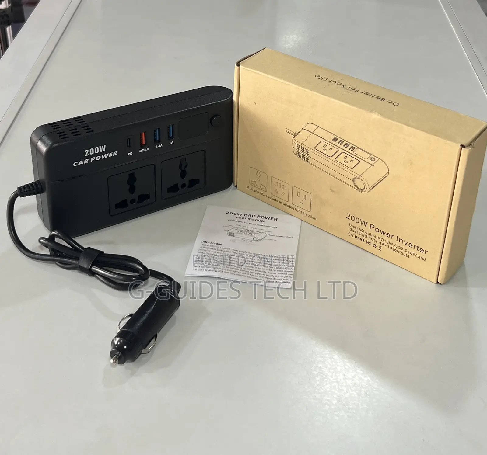 200W Car Power Inverter, Digital Display Car Power Inverter