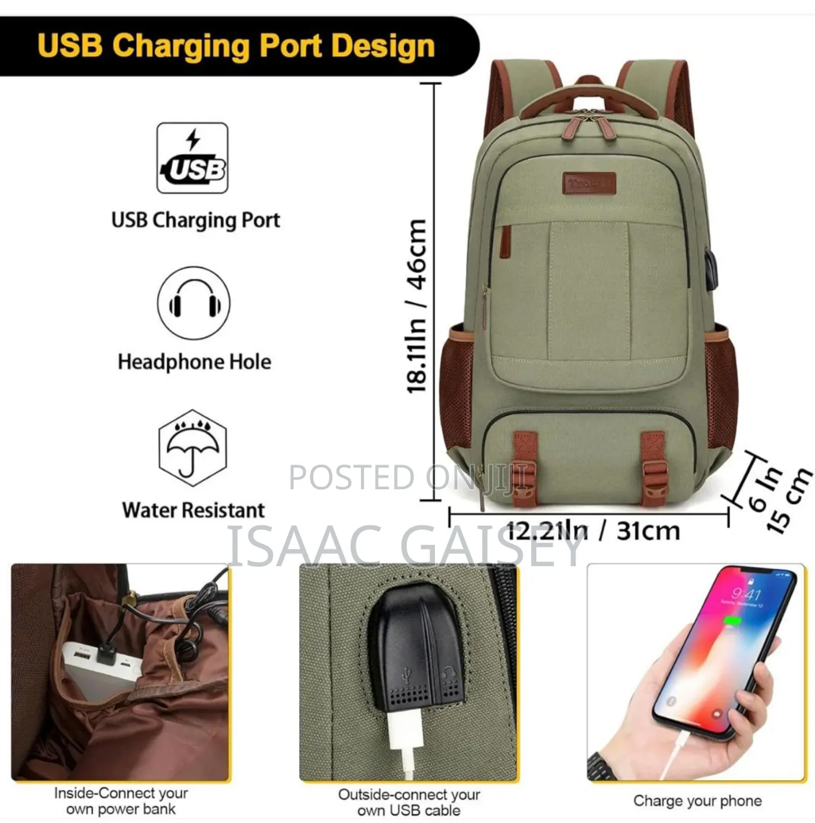 18" Waterproof Backpacks With Detail Functions in View