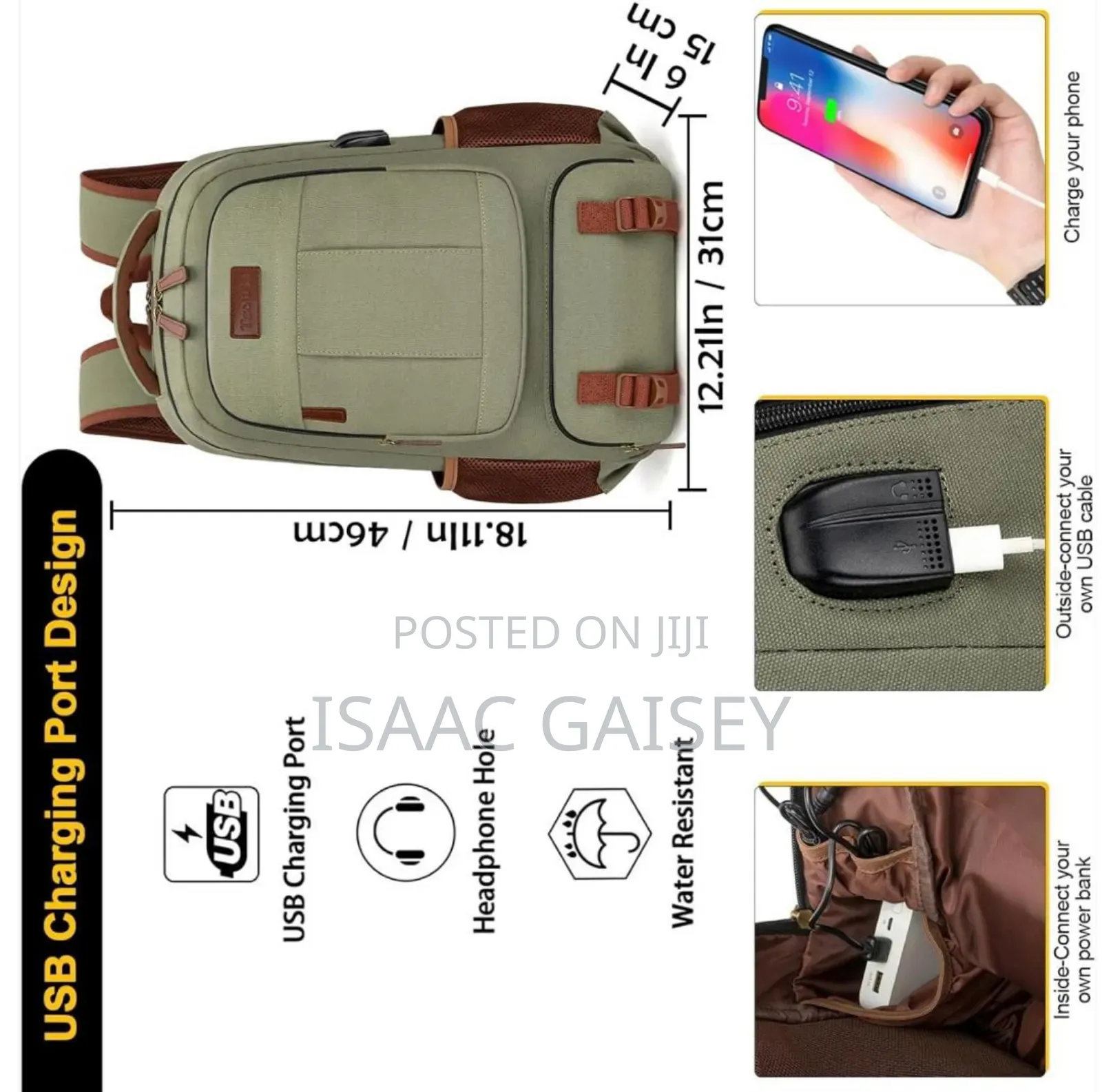 18" Waterproof Backpacks With Detail Functions in View
