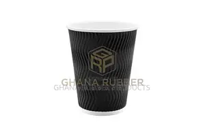 Ripple Paper Cups 12oz Black (No Lids) (500pcs)