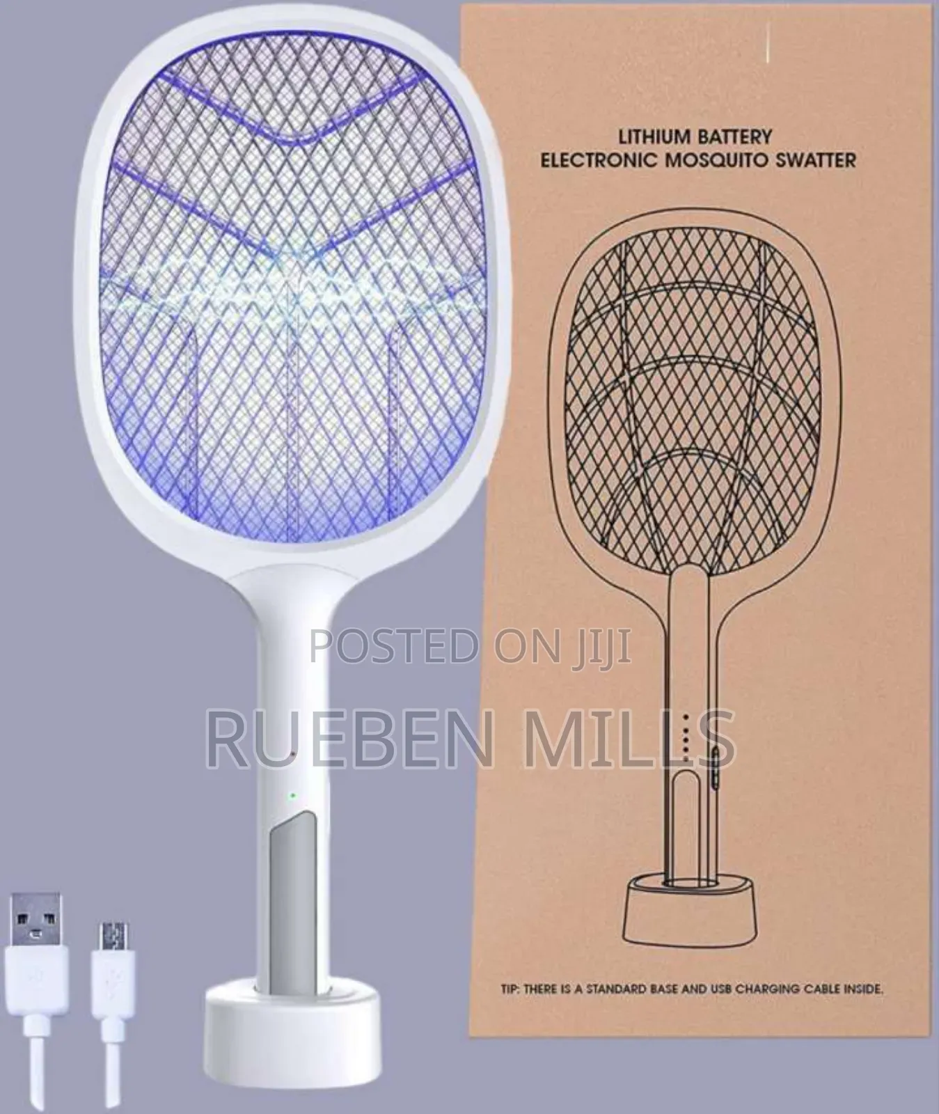 Handheld Chargeable Mosquito Killer Bat Swatter With Stand