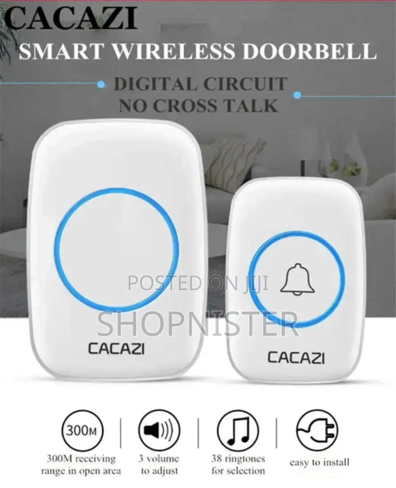 300m Remote Led Flashing Light Bell Home Wireless Doorbel