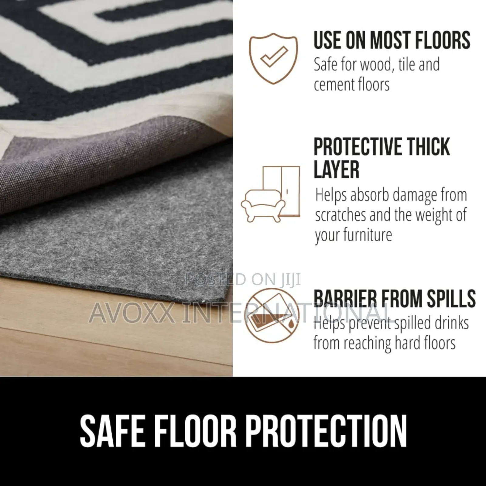 Gorilla Grip Felt Stay in Place Slip Resistant Rug Pad 5"X7"