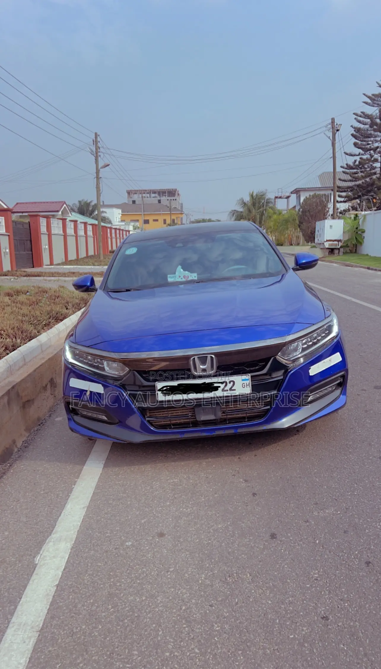For Rent, Blue 2018 Honda Accord Sport.