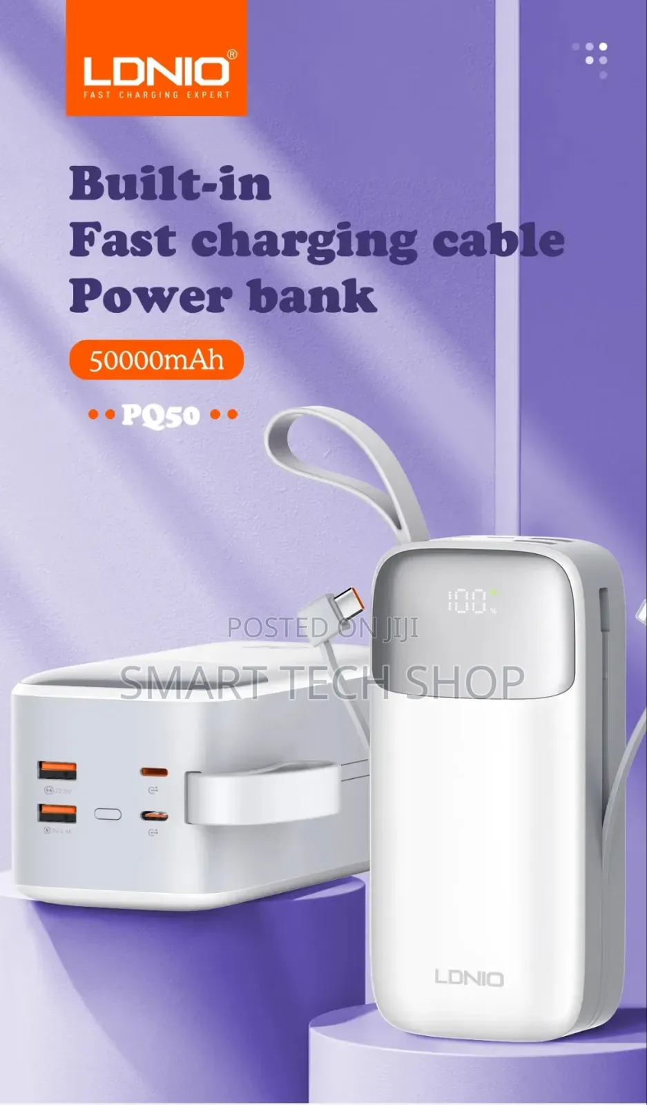 Ldnio Pq50 50000mah Power Bank Fast Charger Type C iPhone