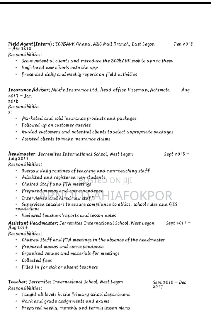 My General CV