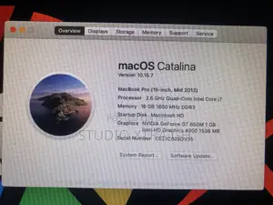 Laptop Apple MacBook Pro 2012 16GB Intel Core i7 SSD 512GB