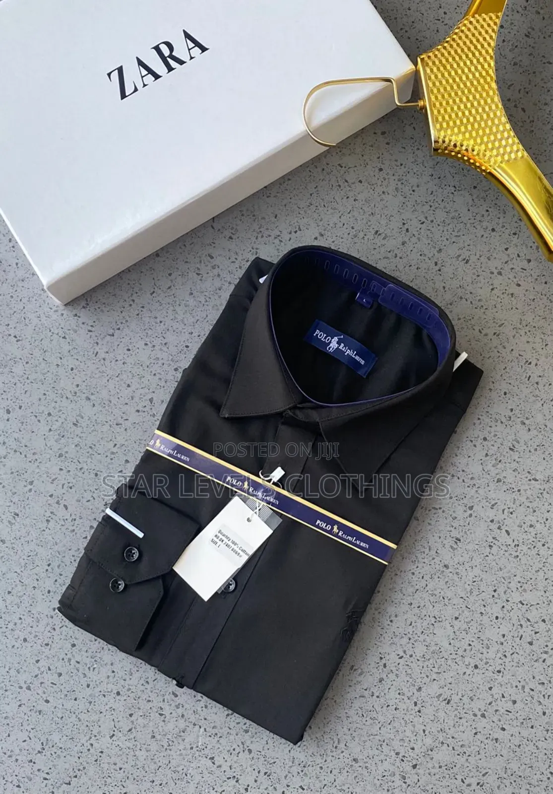 Pure Black Cotton Long Sleeves Shirts