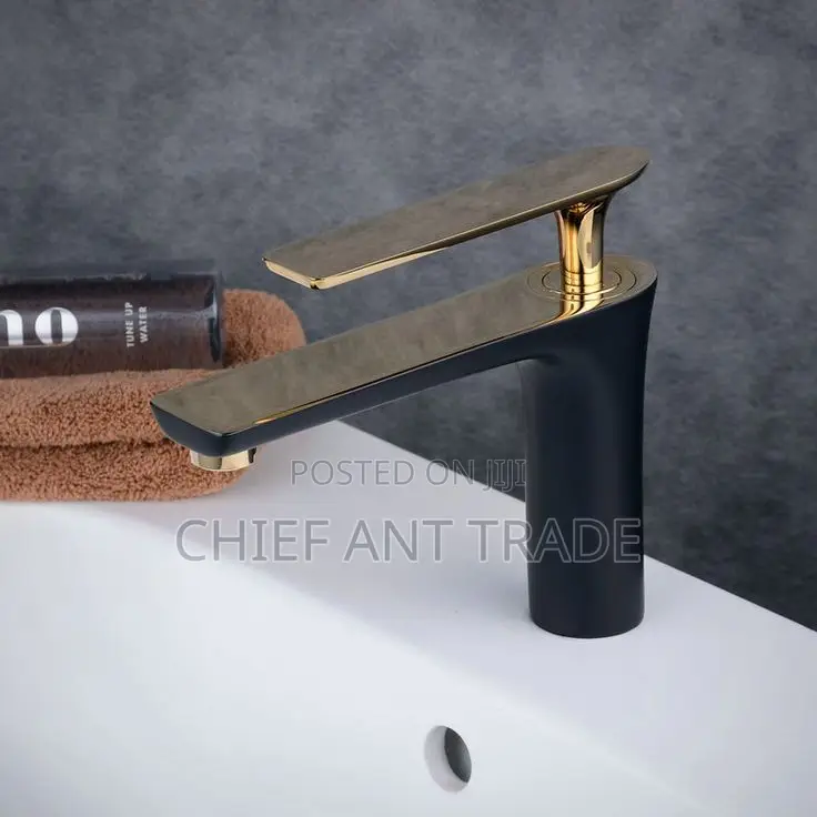 Black and Gold Basin Tap / Faucet. Hot Cold