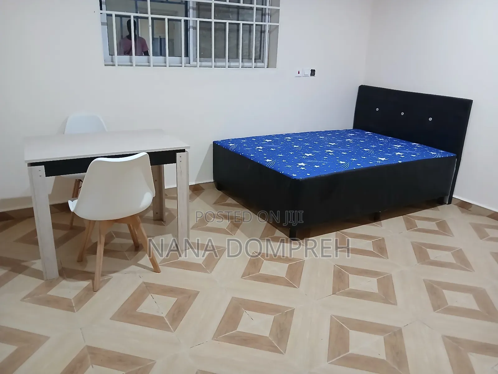 Blue and Black Inbuilt Double Bed
