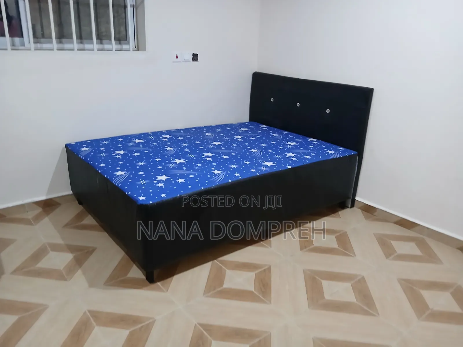 Blue and Black Inbuilt Double Bed