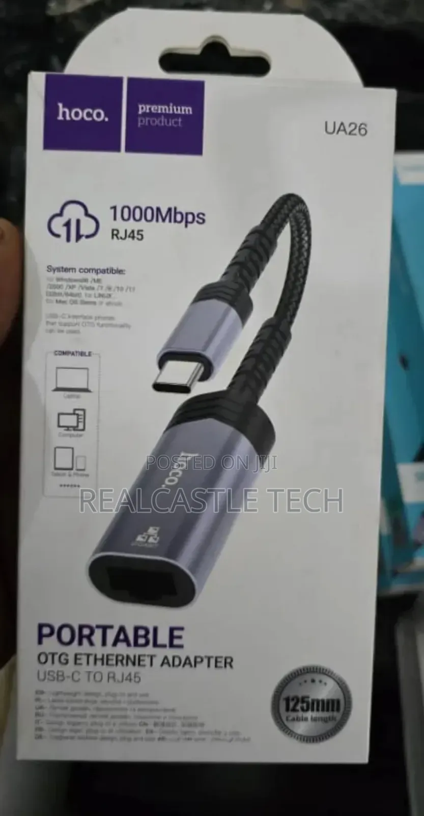 Hoco Portable OTG Ethernet Adapter. Usb-C to Rj45