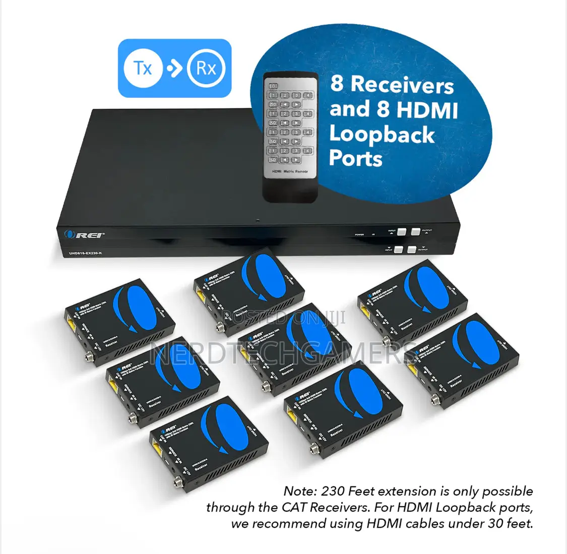 Orei HDMI Matrix Extender With IR RS-232 UHD816-EX230-K)