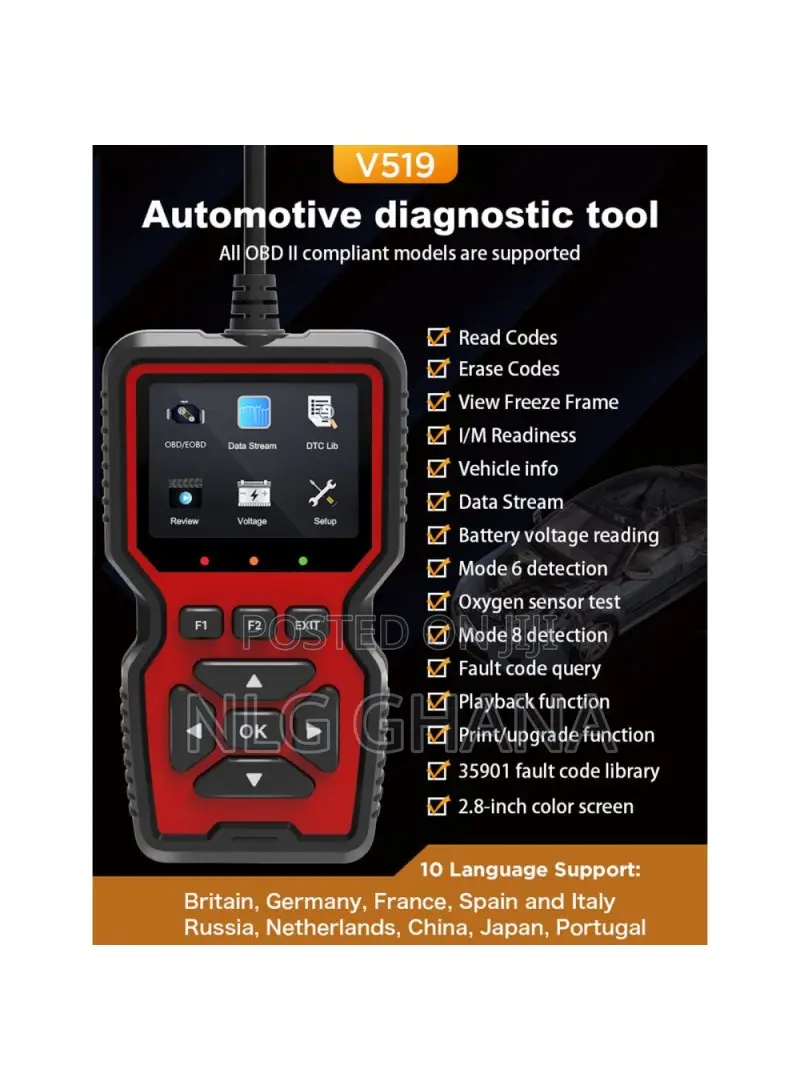 2.8-Inch Car Fault Diagnostic Instrument Engine Fault Readin