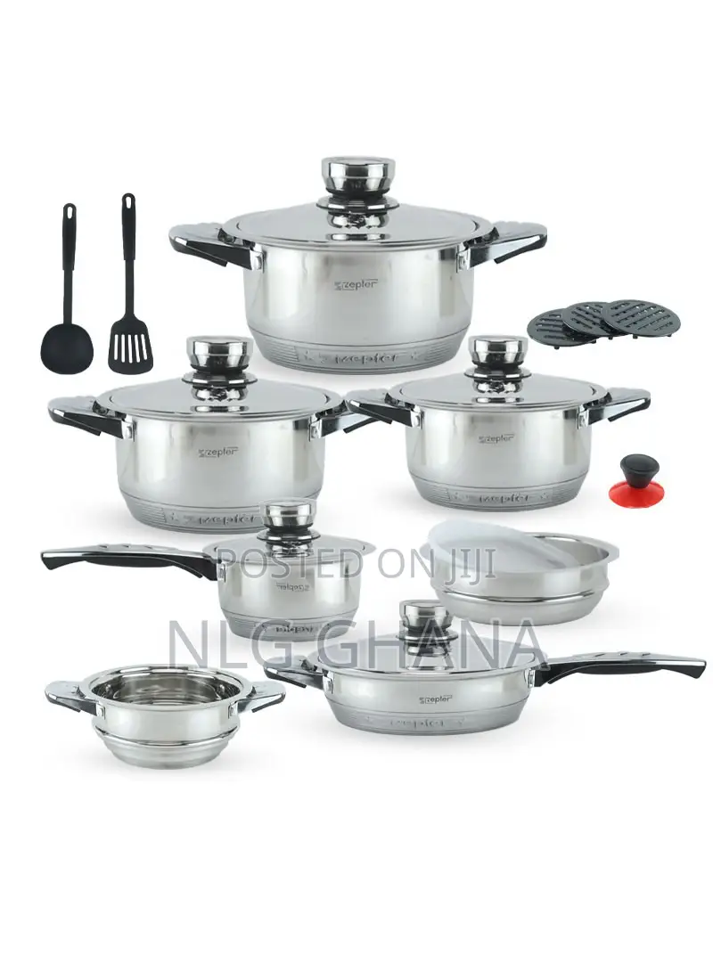 19 PCS 6.3/7.9/9.4inch Stainless Steel Casserole Set With 5