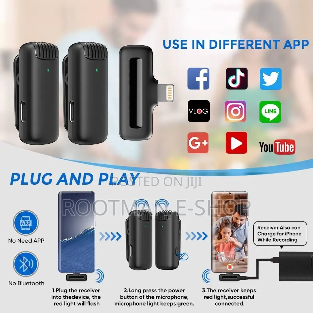 Wireless Microphone for iPhone, Mini Lapel Mic for Recording