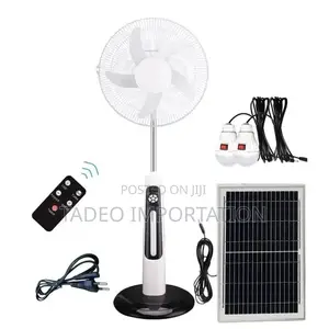 18-inch Rechargeable Fan Solar Panel 2 Bulbs Usb