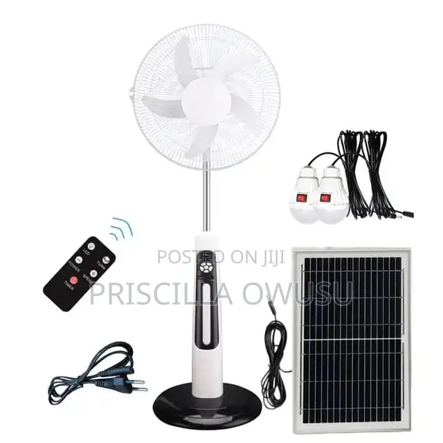 18-inch Rechargeable Fan Solar Panel 2 Bulbs Usb