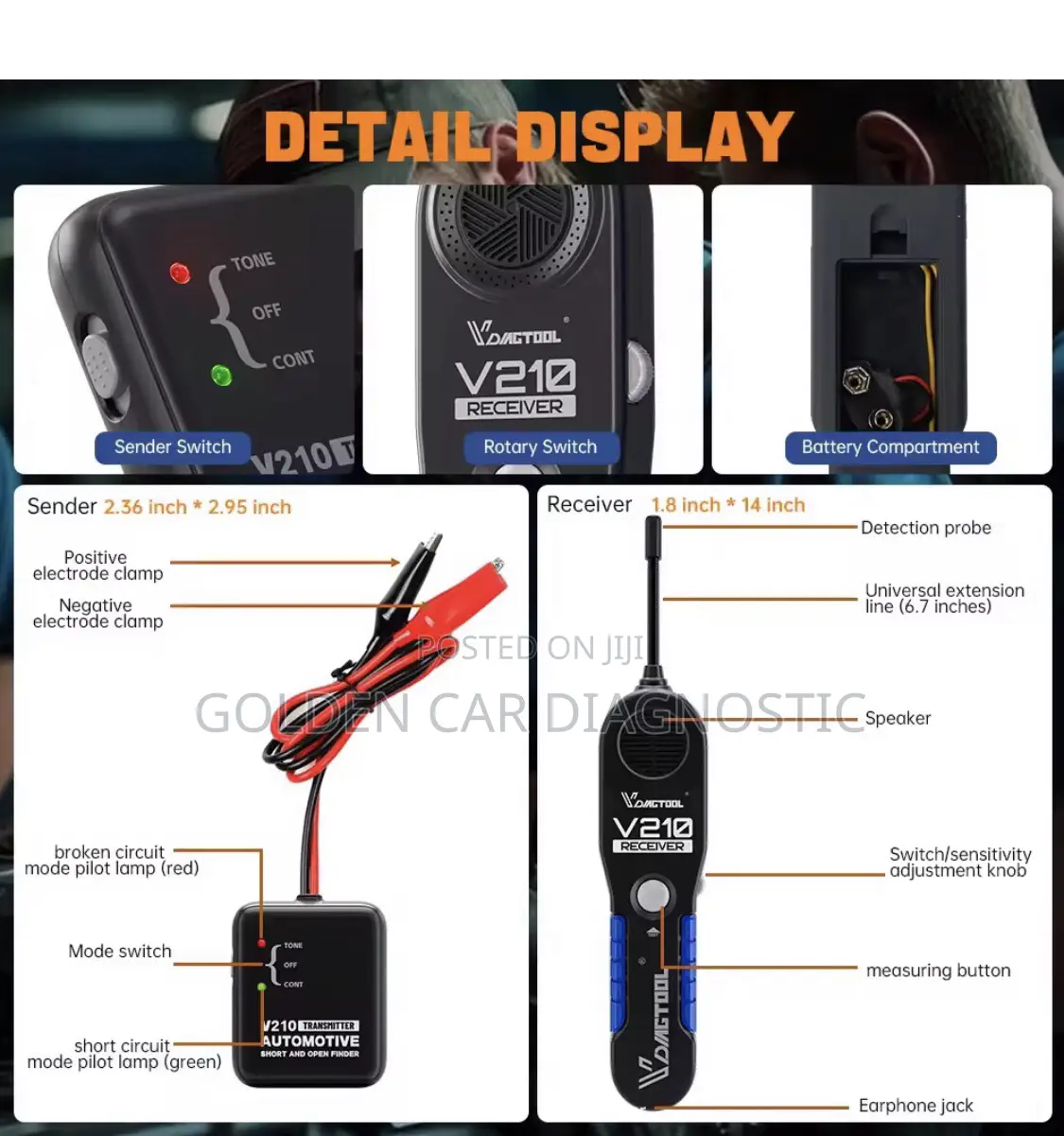 Vdiagtool V210 Car Circuit Wire Tracker Tracer 6v-42v