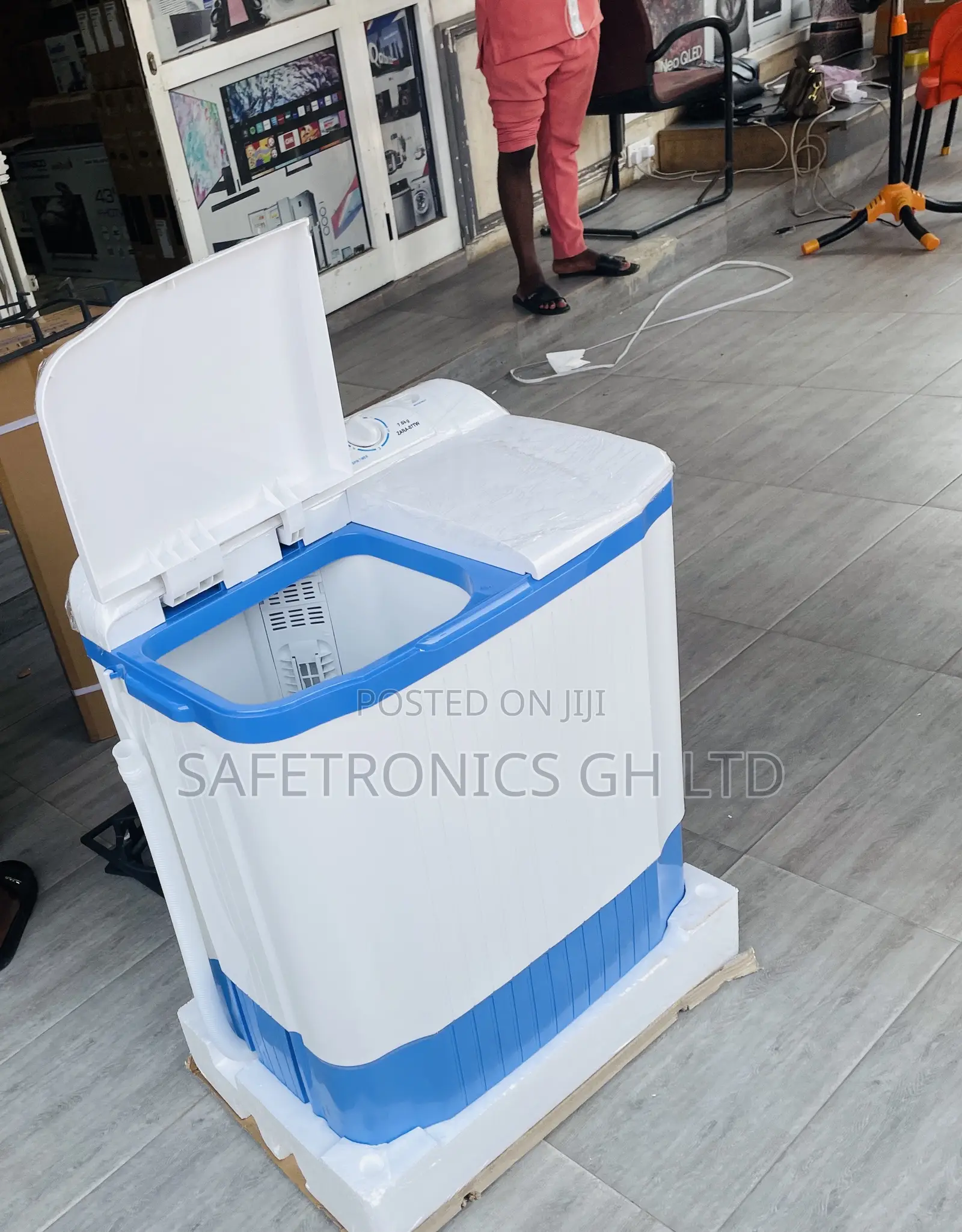 White Zara Instant Wash 7kg Topload Semiauto Washingmachine