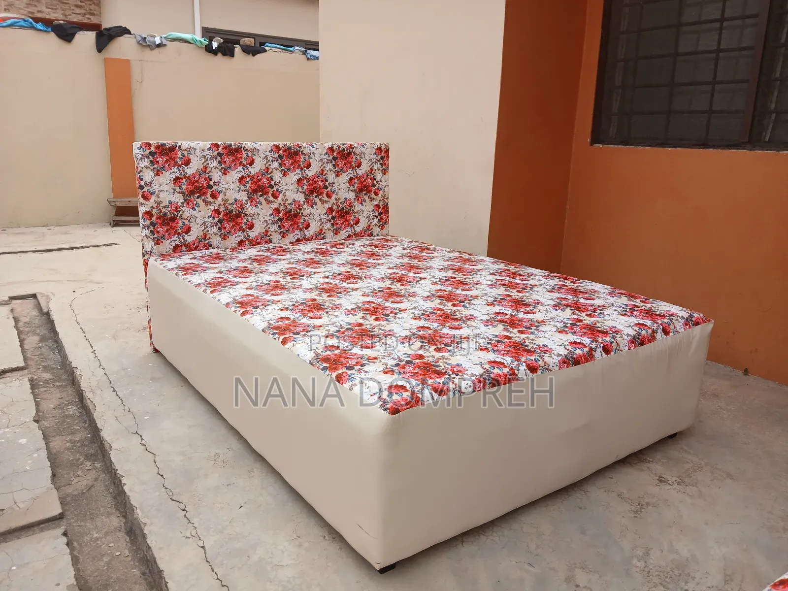 Cream Coloured Inbuilt Double Bed